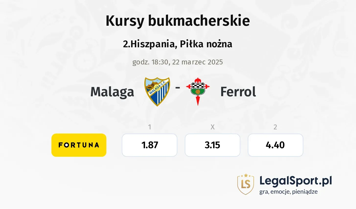 Malaga - Ferrol promocje bonusy na mecz