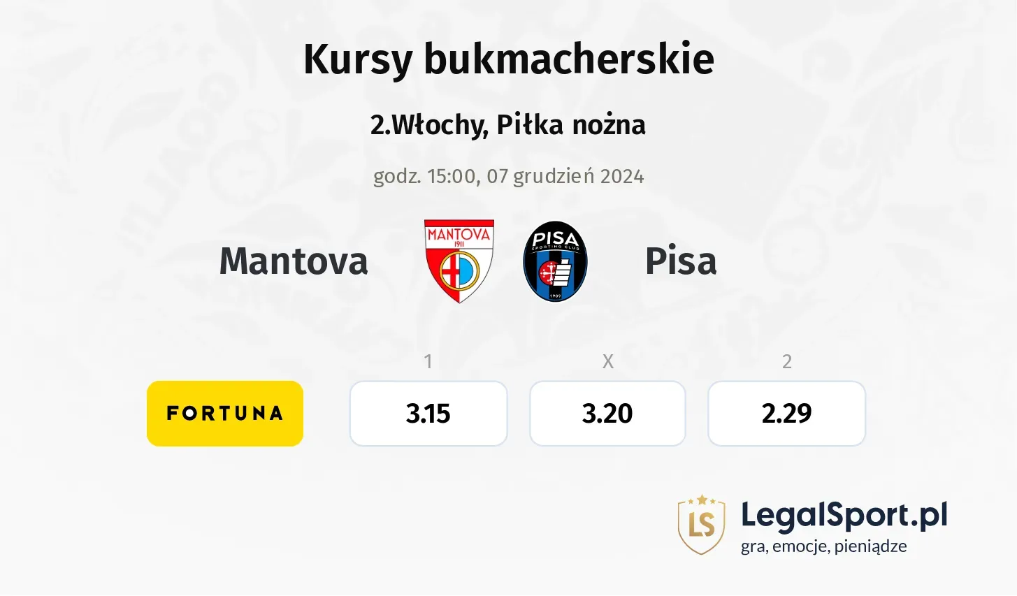 Pisa - Mantova typy, kursy