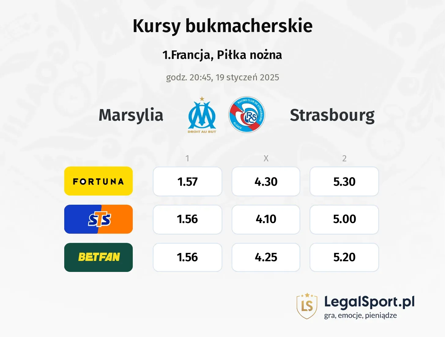 Marsylia - Strasbourg promocje bonusy na mecz