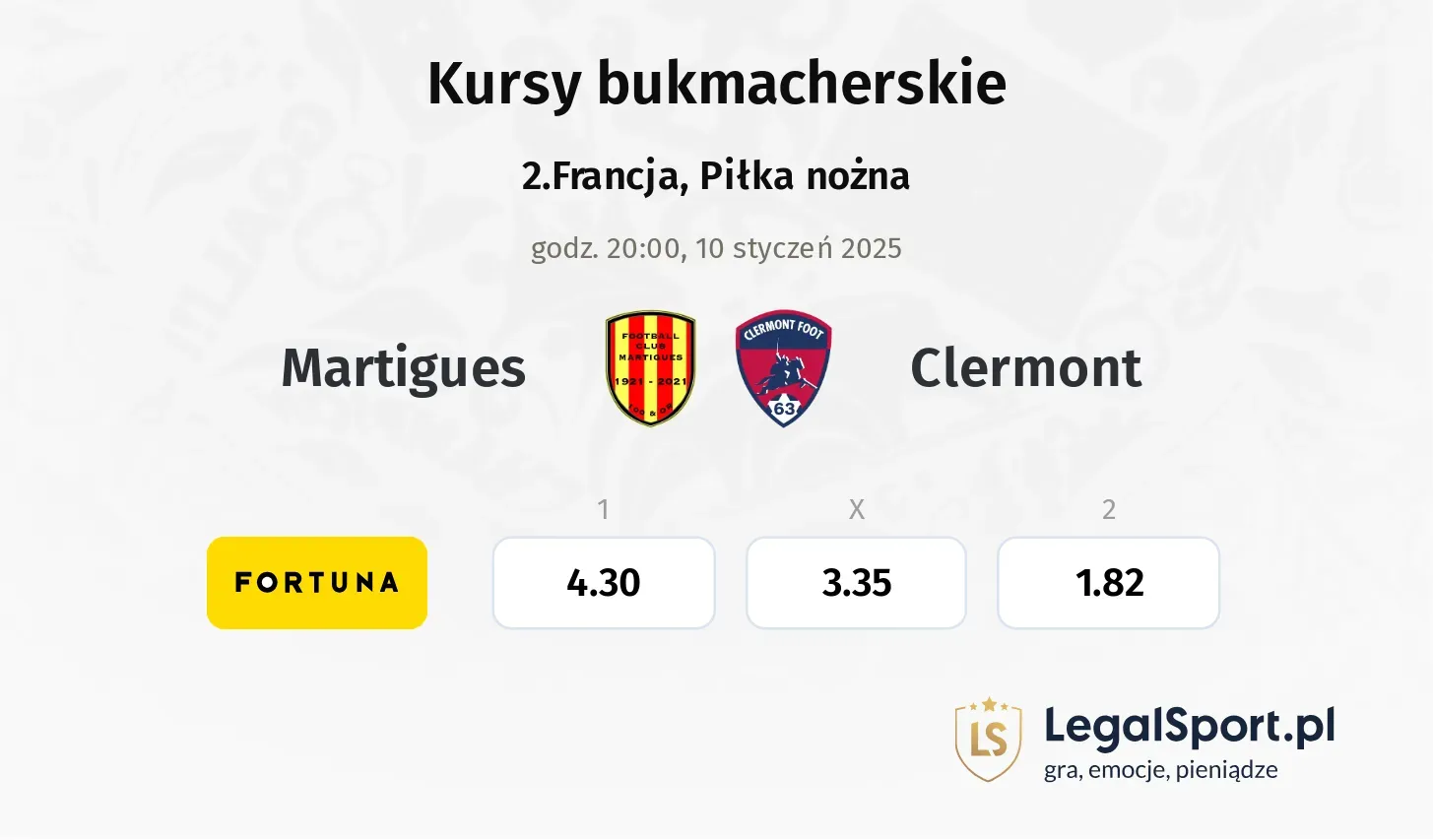 Martigues - Clermont promocje bonusy na mecz