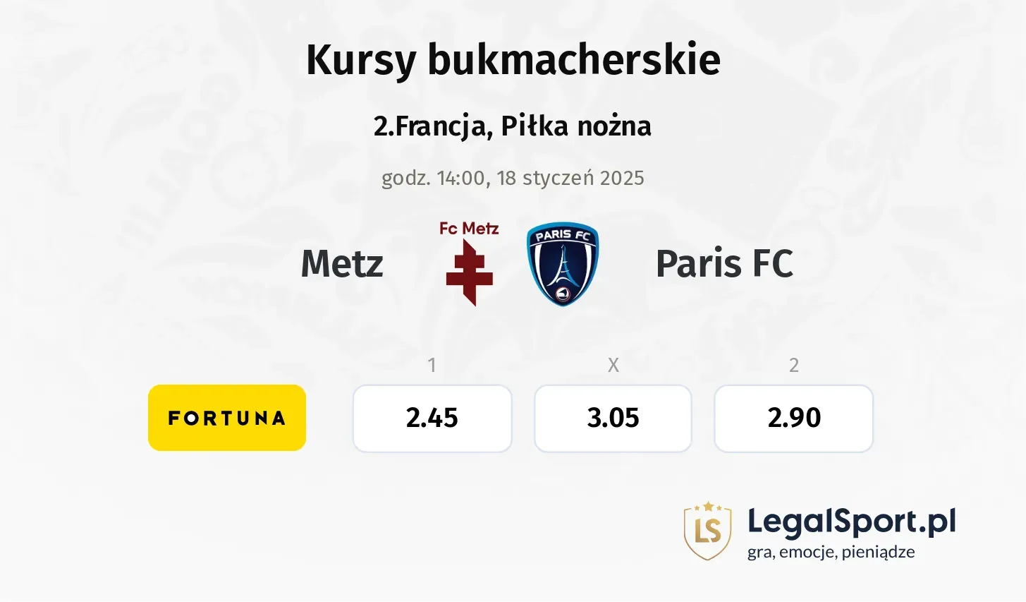 Metz - Paris FC promocje bonusy na mecz