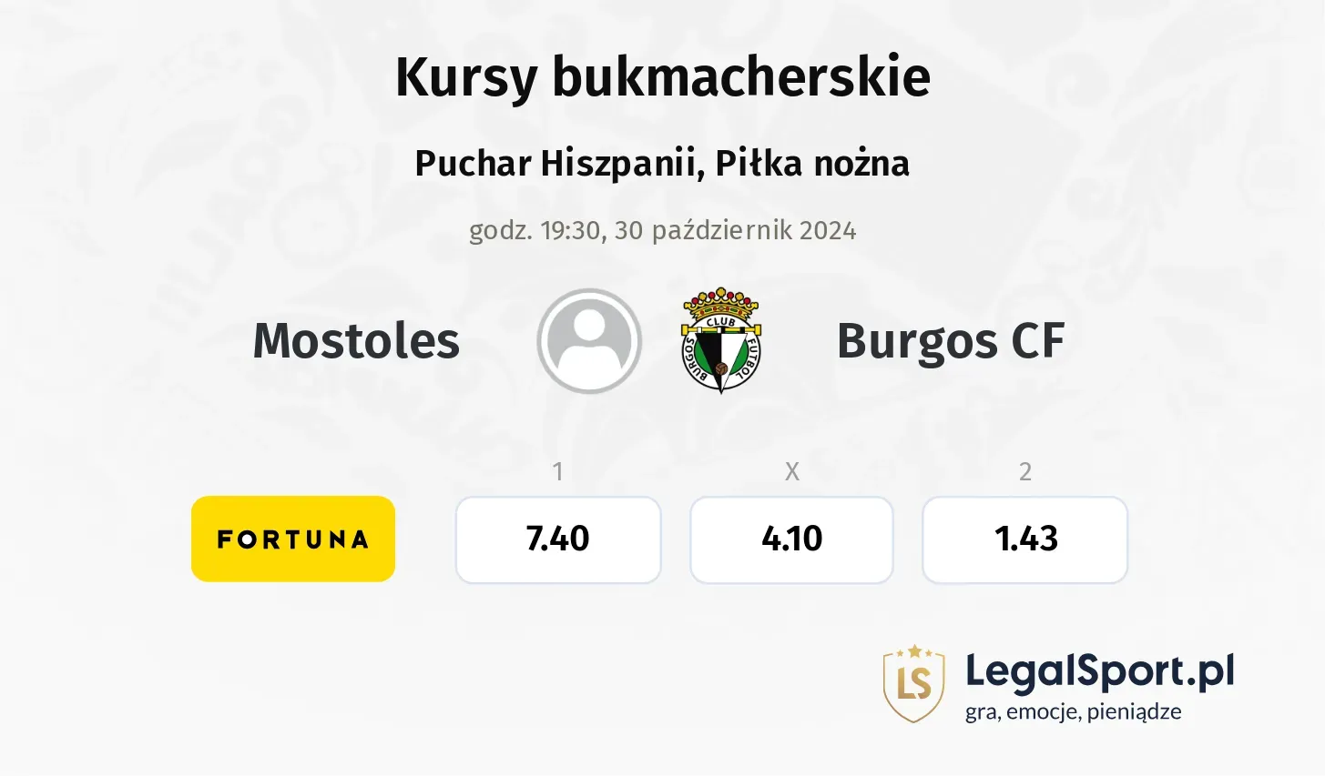 Mostoles - Burgos CF promocje bonusy na mecz