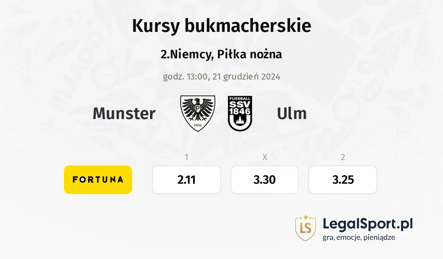 Munster - Ulm typy, kursy ( 19.12.2024)