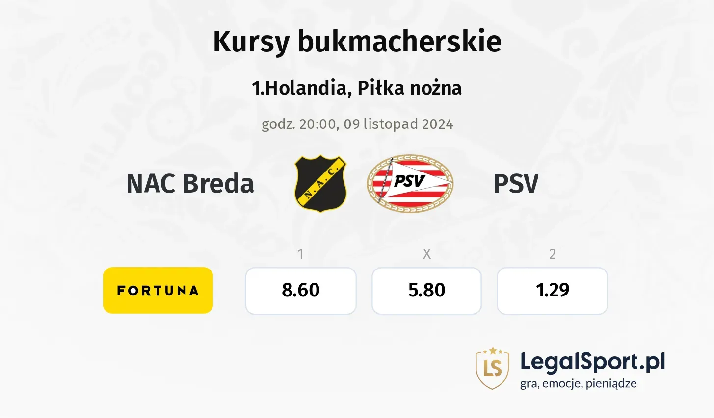 NAC Breda - PSV typy, kursy 09.11, godz. 20:00