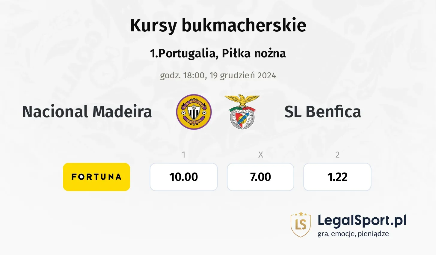 Nacional Madeira - SL Benfica promocje bonusy na mecz