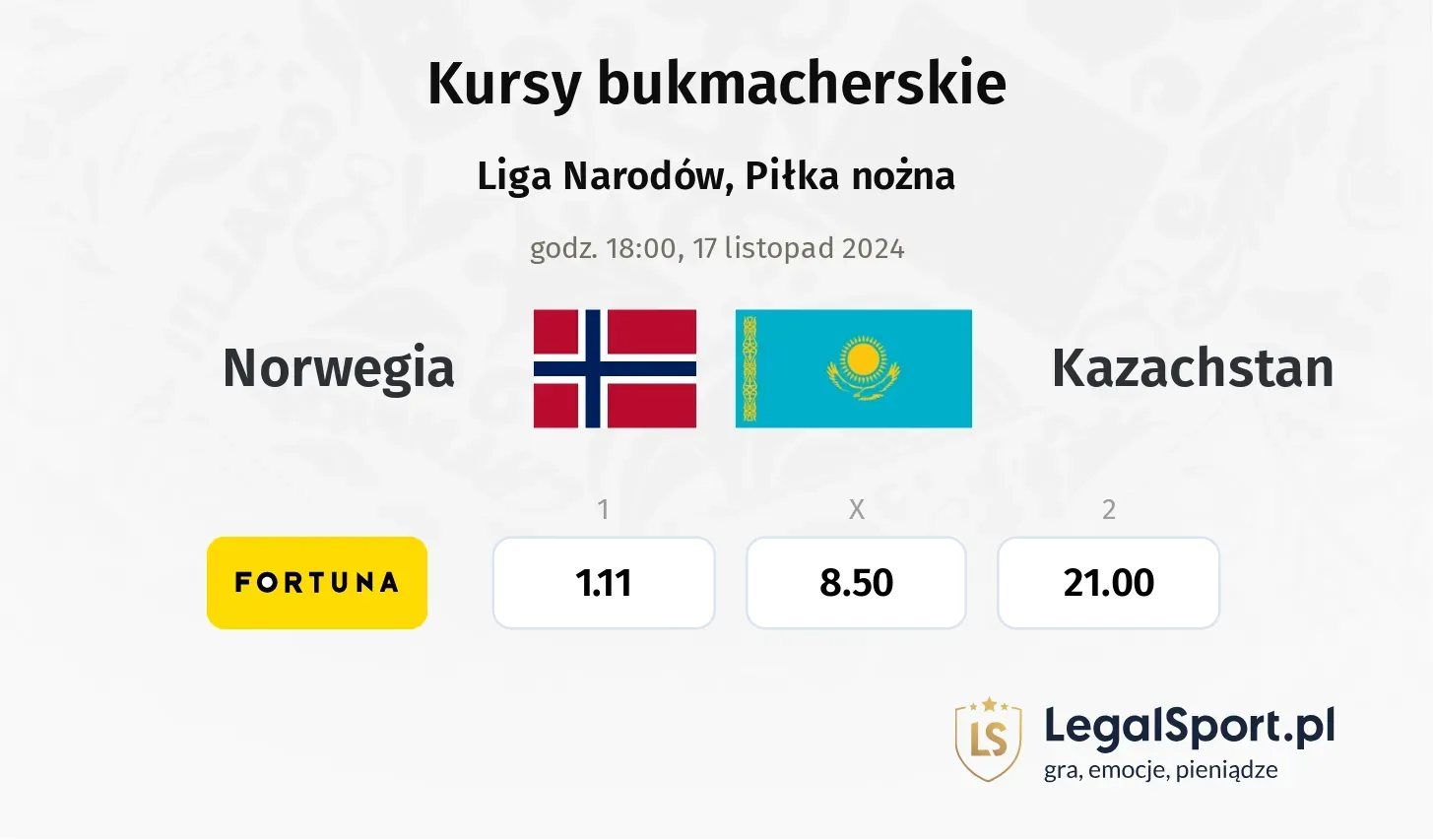 Norwegia - Kazachstan typy, kursy 17.11, godz. 18:00