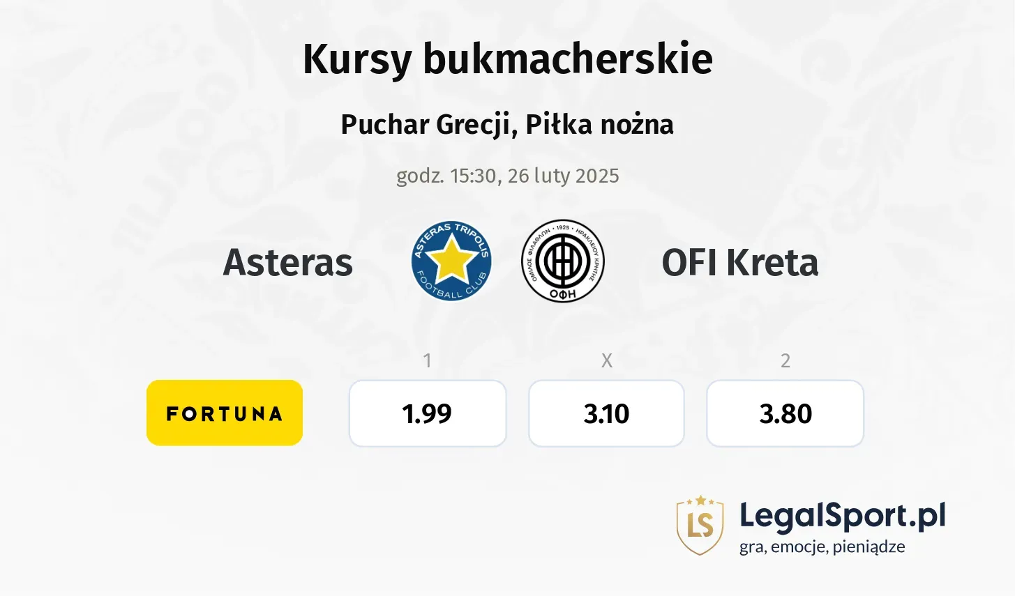 OFI Kreta - Asteras promocje bonusy na mecz