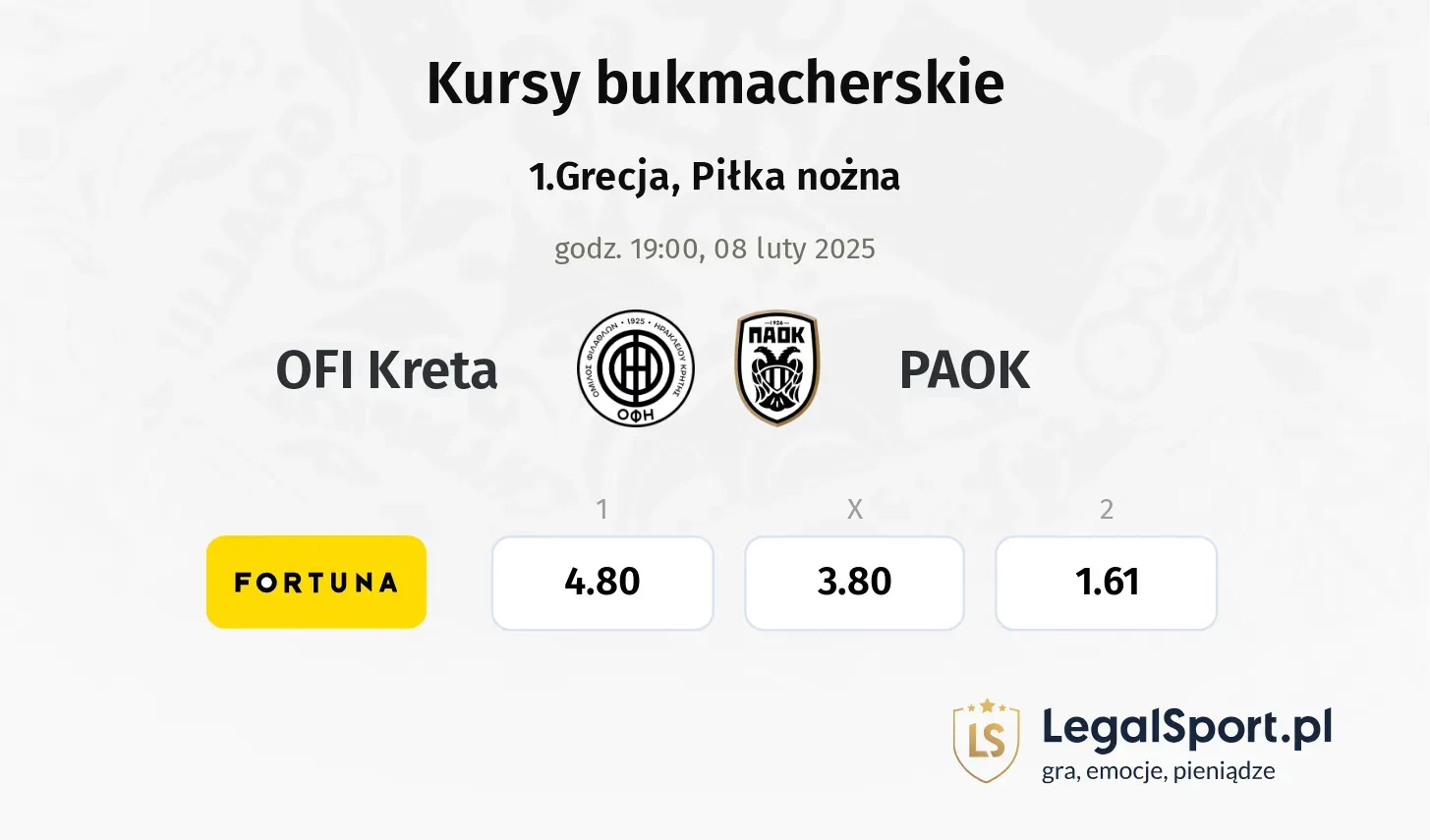 OFI Kreta - PAOK typy, kursy