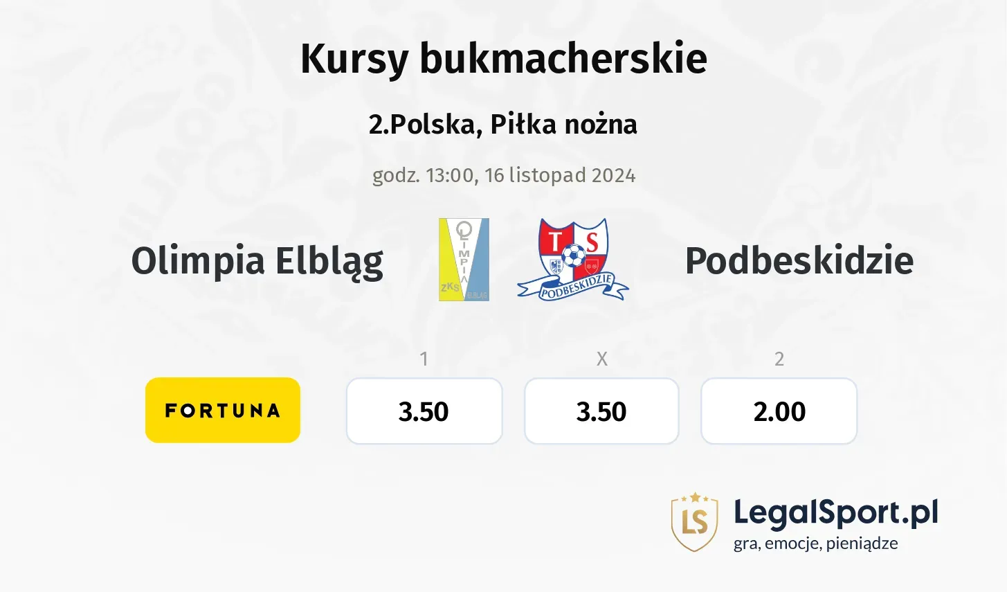 Olimpia Elbląg - Podbeskidzie promocje bonusy na mecz