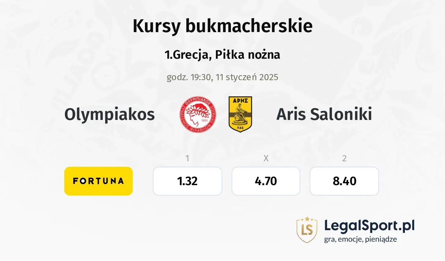 Olympiakos - Aris Saloniki typy, kursy