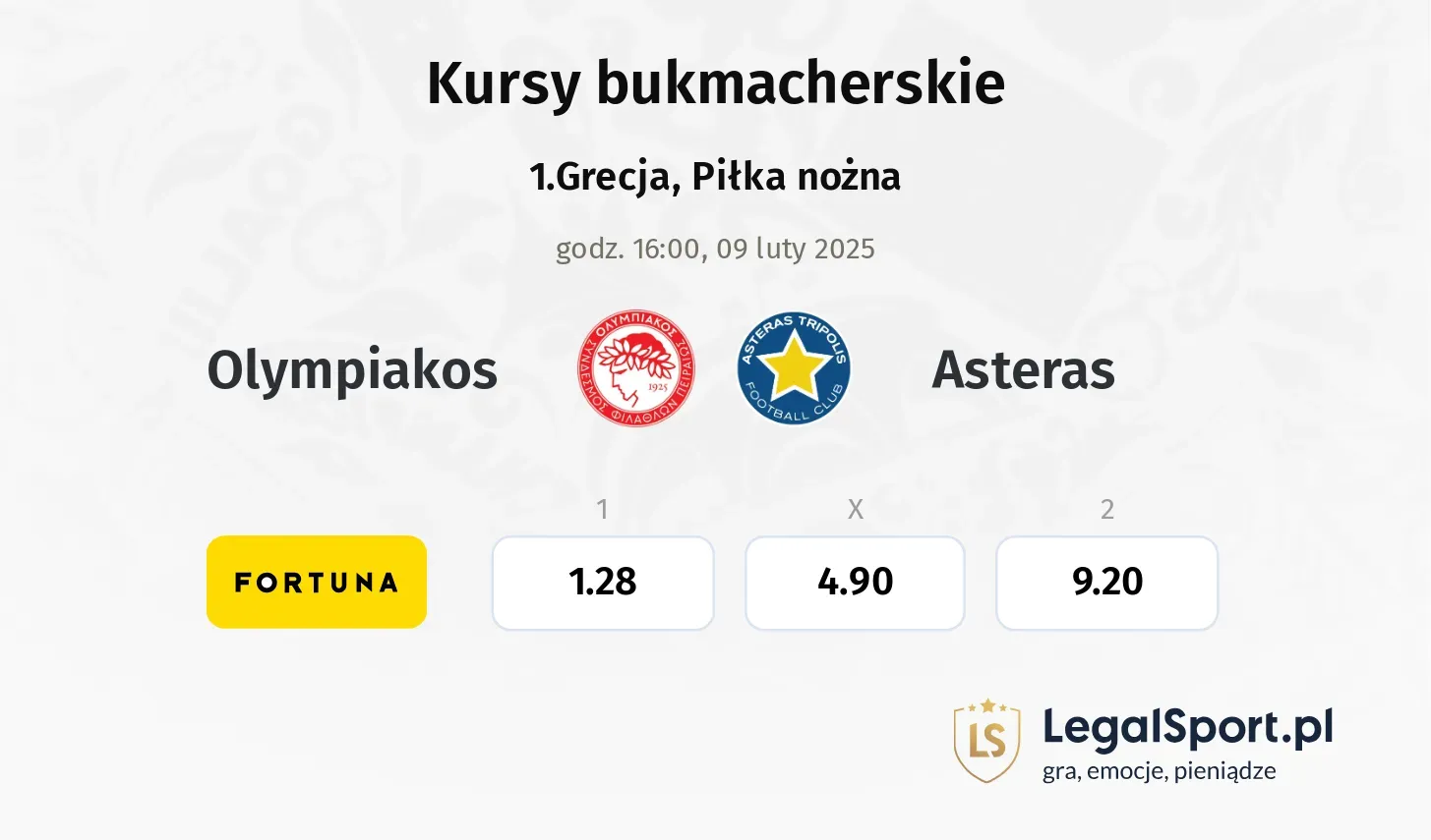 Olympiakos - Asteras promocje bonusy na mecz