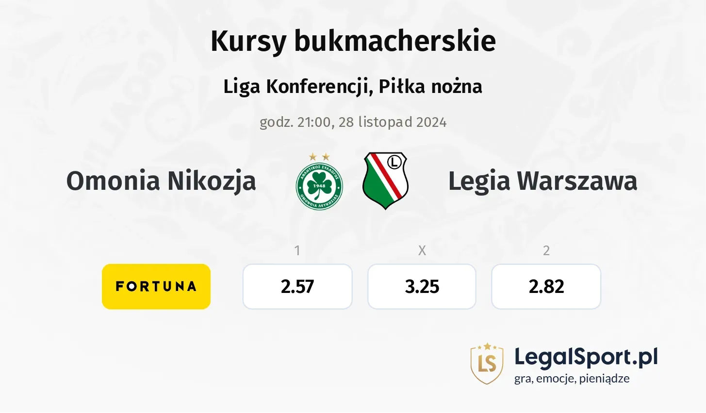 Omonia Nikozja - Legia Warszawa promocje bonusy na mecz