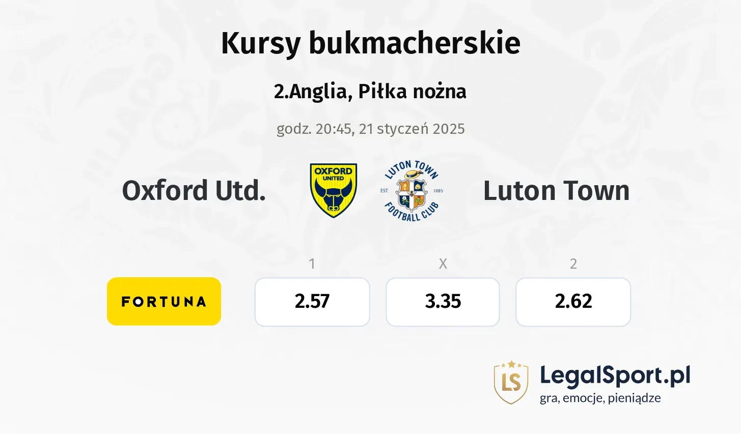 Oxford Utd. - Luton Town promocje bonusy na mecz