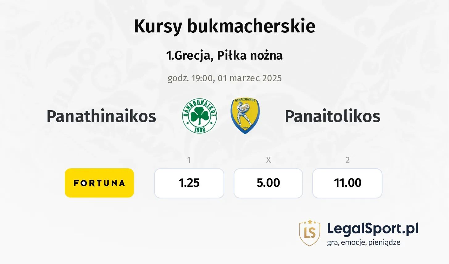 Panathinaikos - Panaitolikos typy, kursy