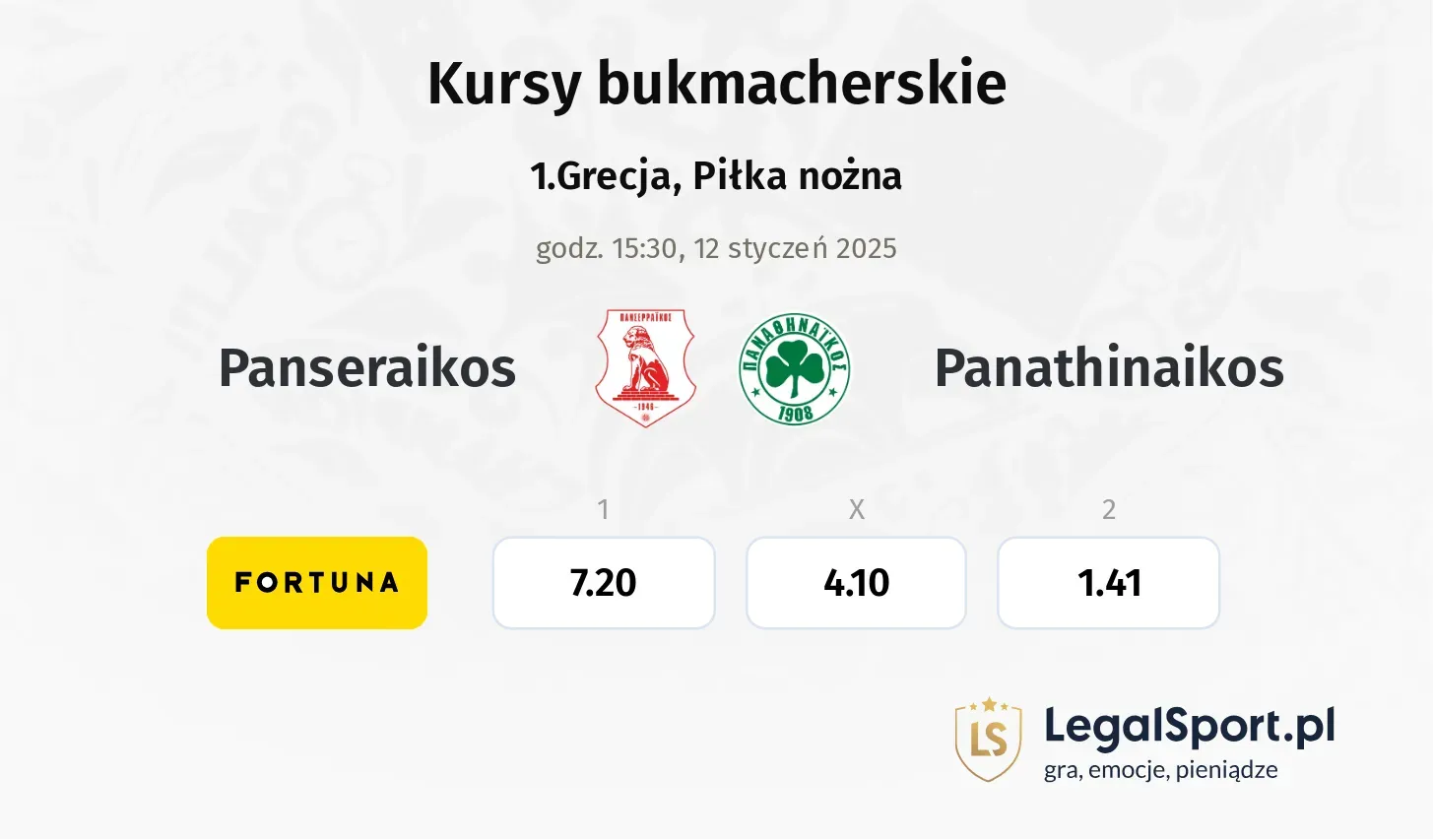 Panseraikos - Panathinaikos promocje bonusy na mecz