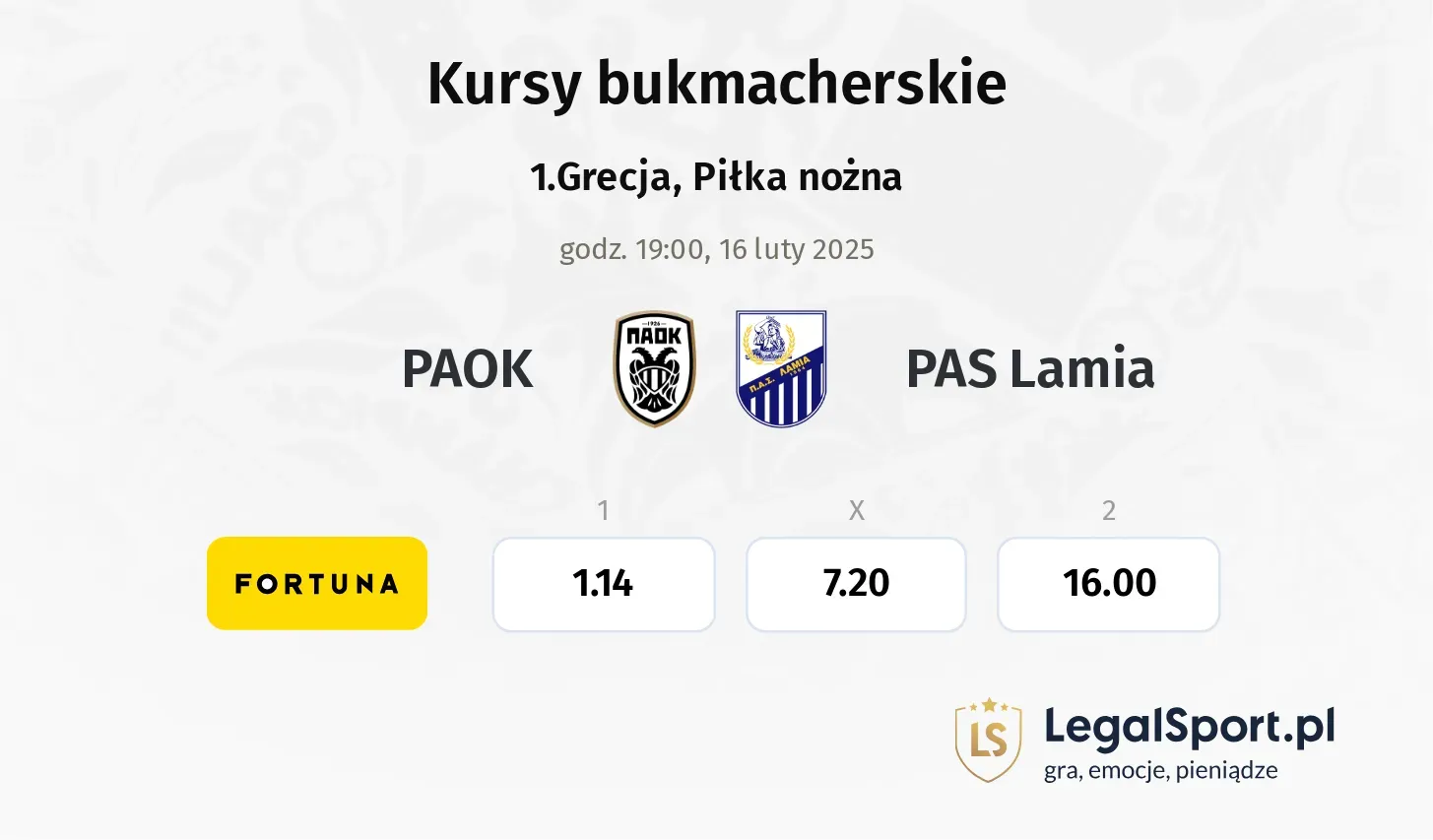 PAOK - PAS Lamia promocje bonusy na mecz