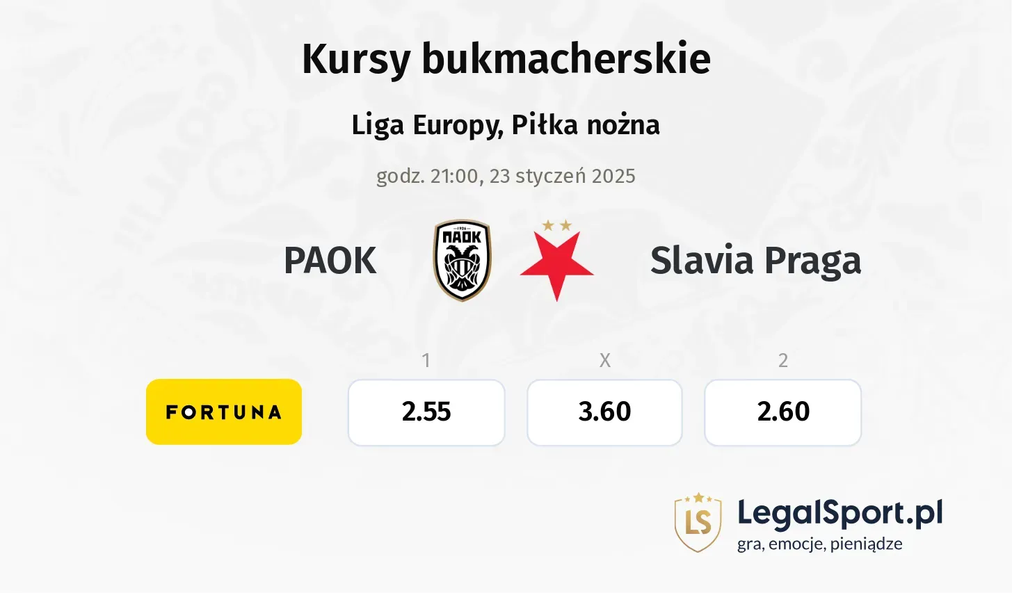 PAOK - Slavia Praga typy, kursy