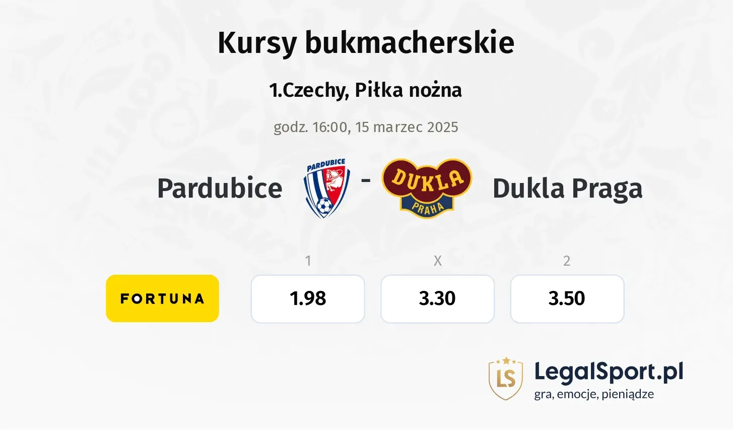 Pardubice - Dukla Praga typy, kursy