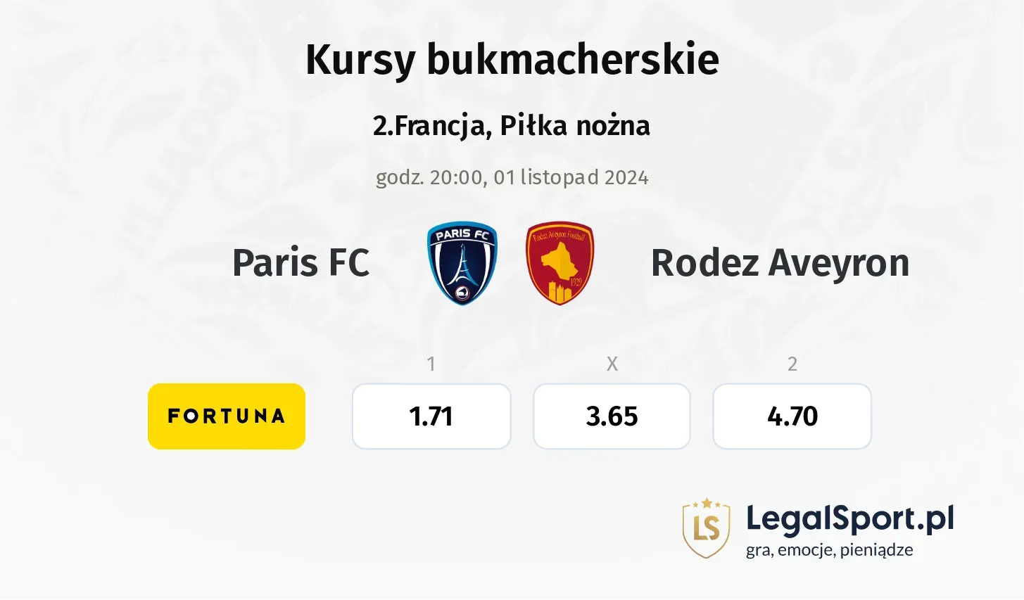 Paris FC - Rodez Aveyron promocje bonusy na mecz