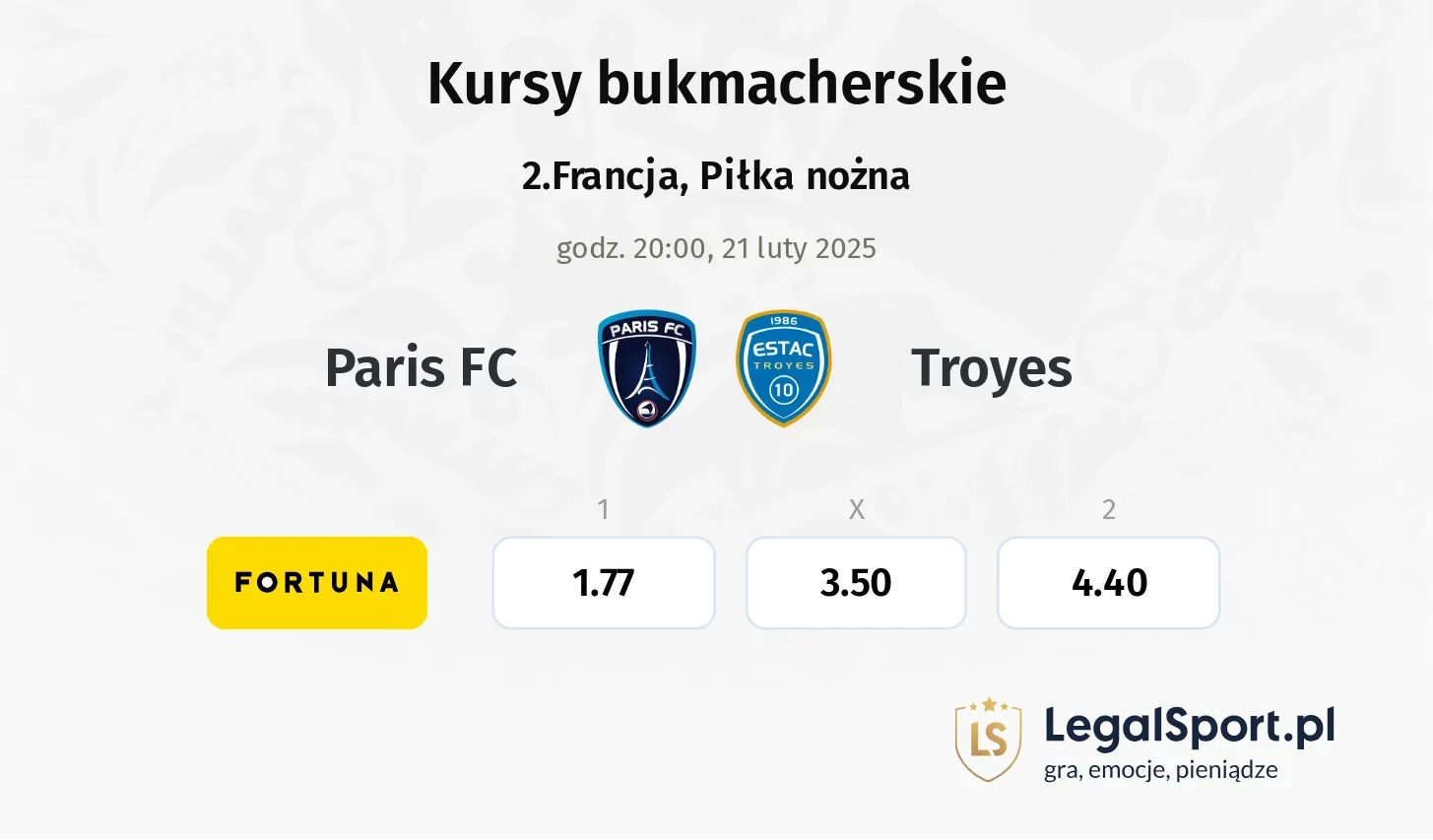 Paris FC - Troyes promocje bonusy na mecz