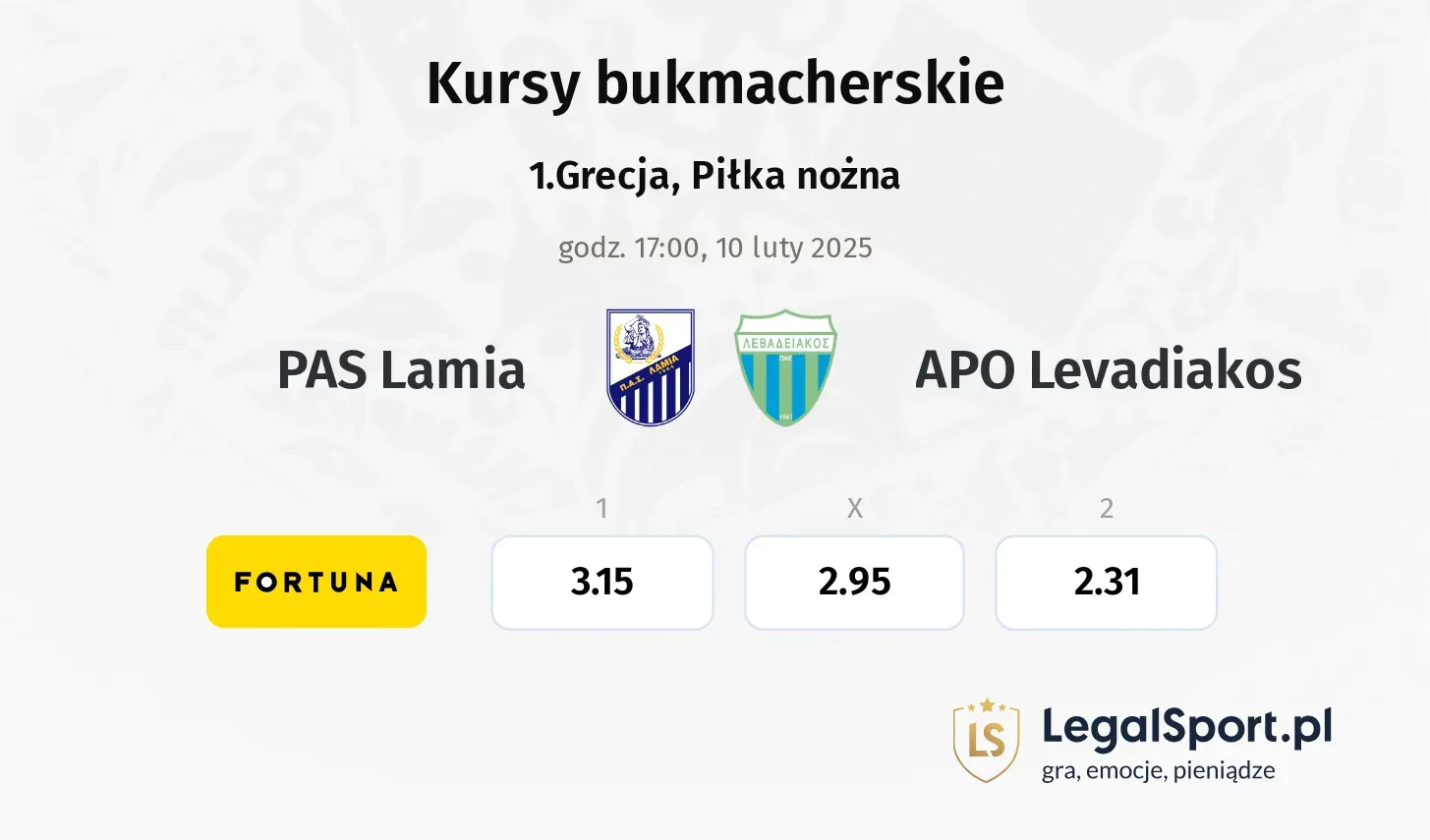 PAS Lamia - APO Levadiakos promocje bonusy na mecz