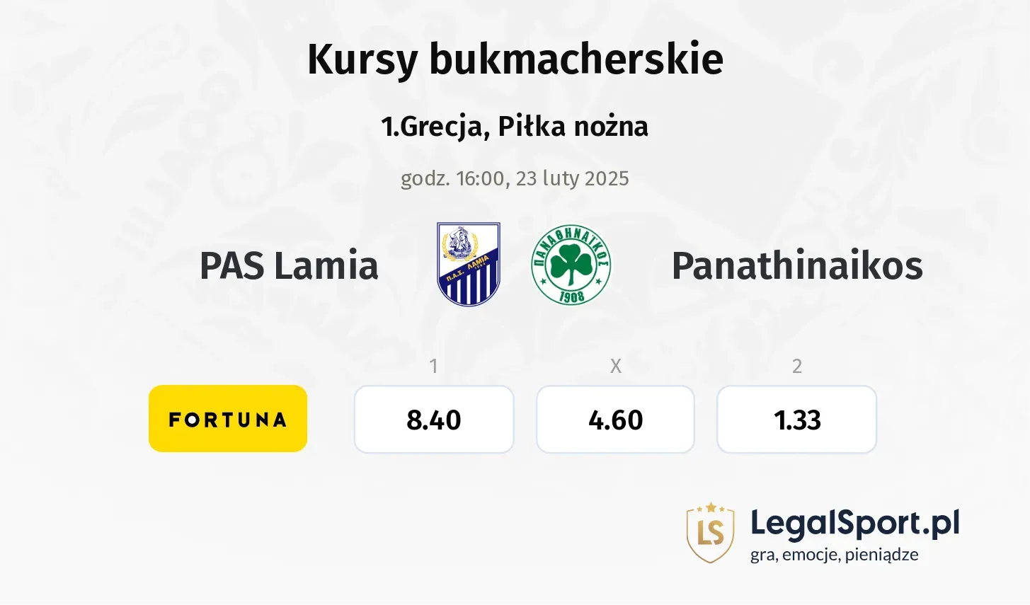 PAS Lamia - Panathinaikos promocje bonusy na mecz