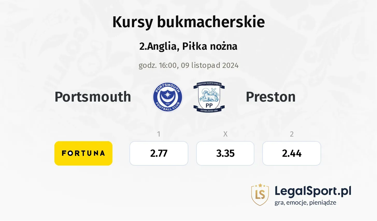 Portsmouth - Preston promocje bonusy na mecz