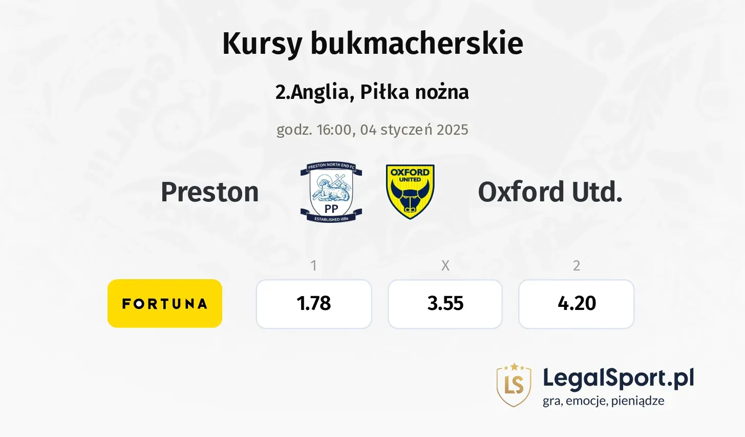 Preston - Oxford Utd. promocje bonusy na mecz