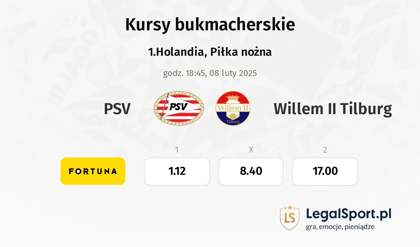 PSV - Willem II Tilburg typy, kursy