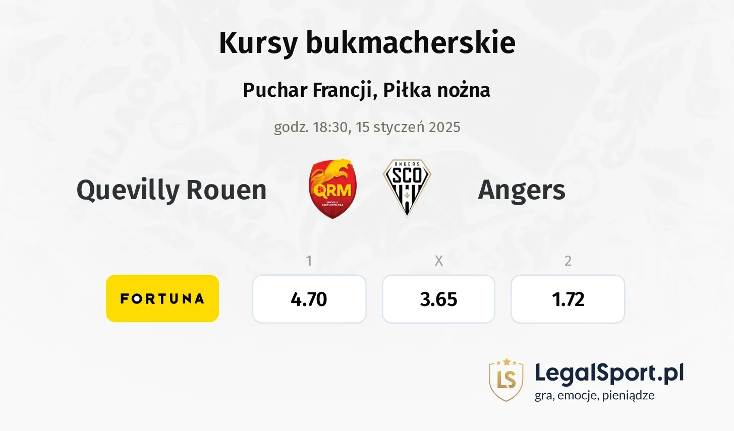 Quevilly Rouen - Angers promocje bonusy na mecz