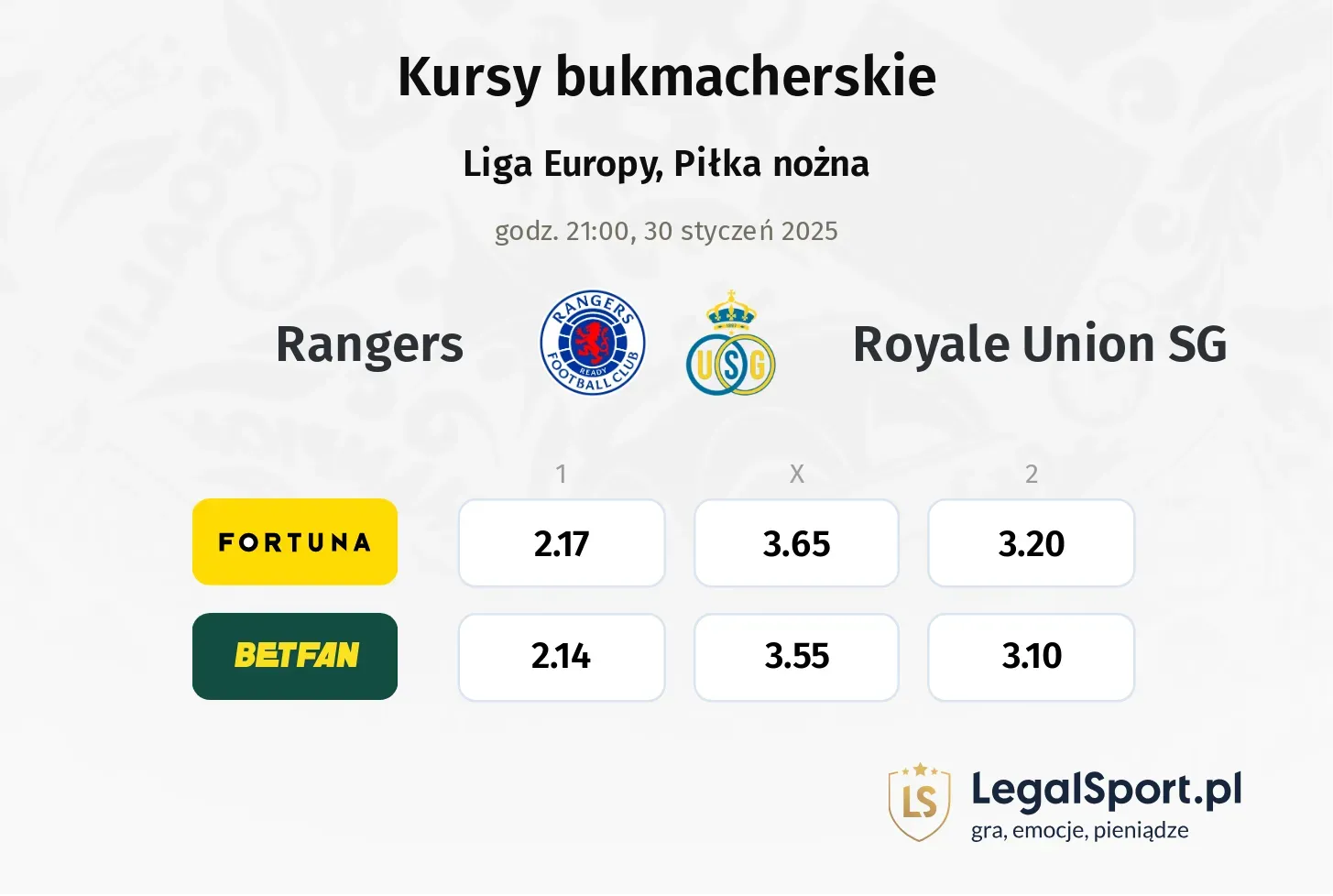 Rangers - Royale Union SG promocje bonusy na mecz