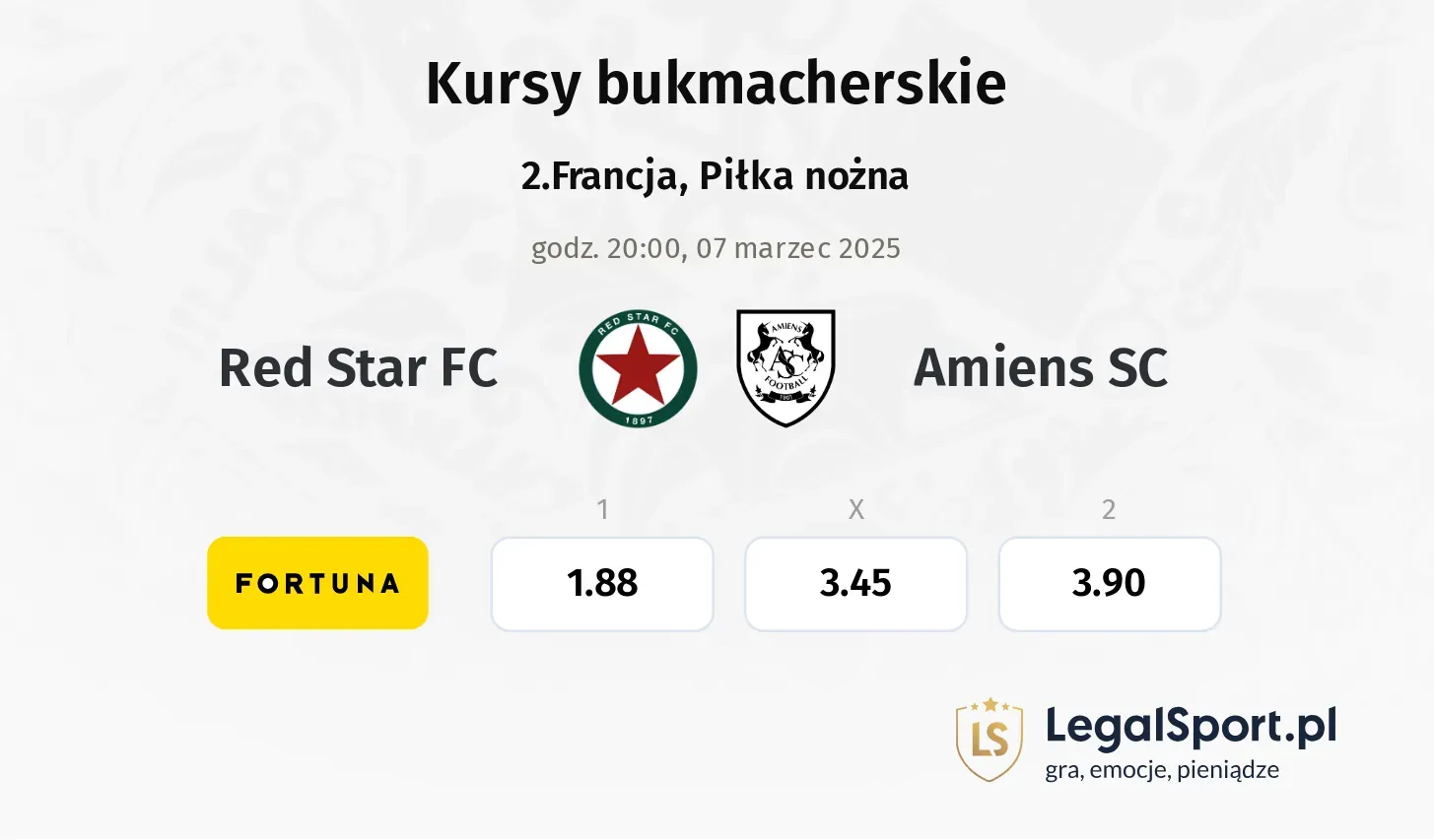 Red Star FC - Amiens SC typy, kursy