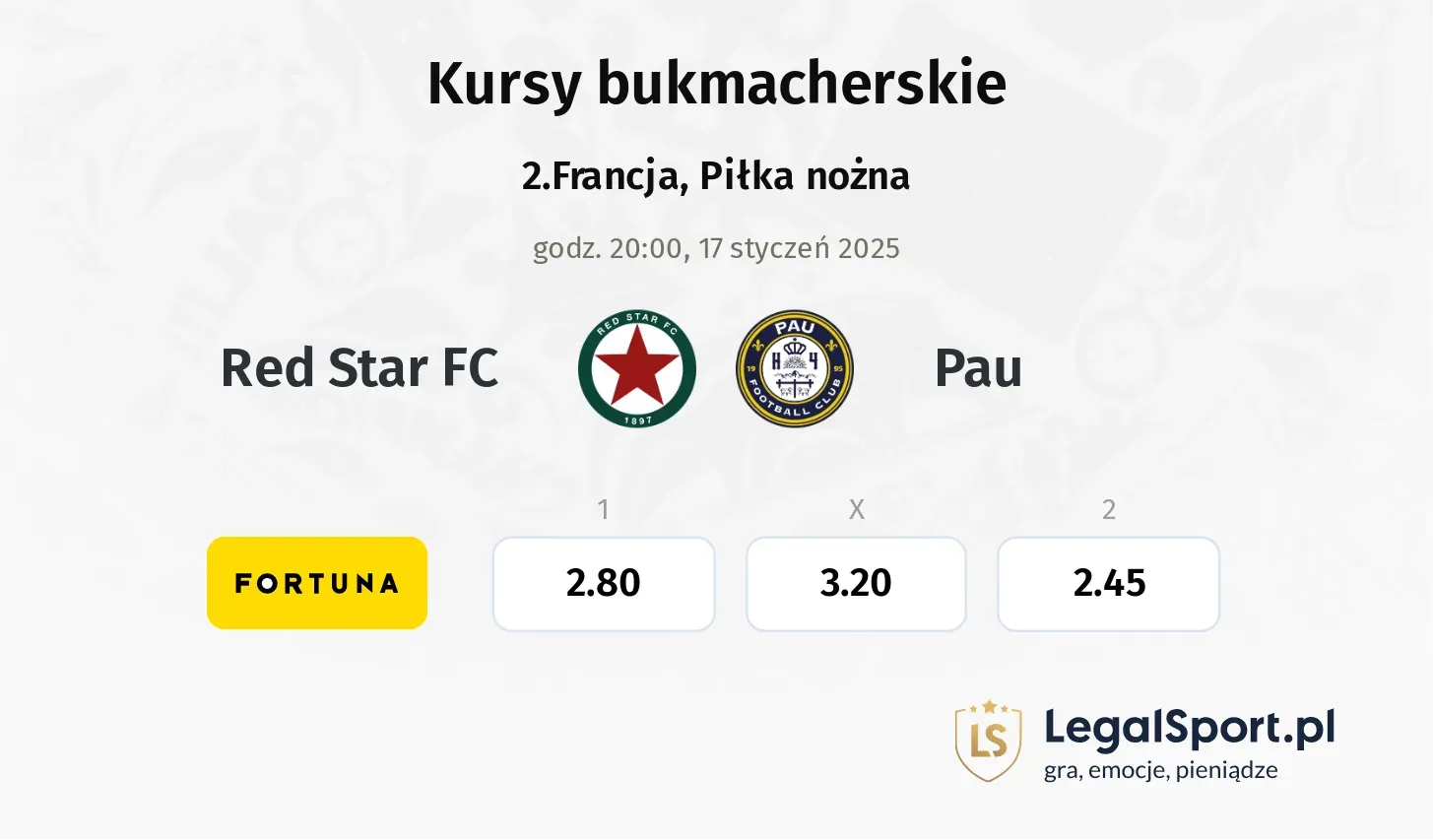 Red Star FC - Pau typy, kursy