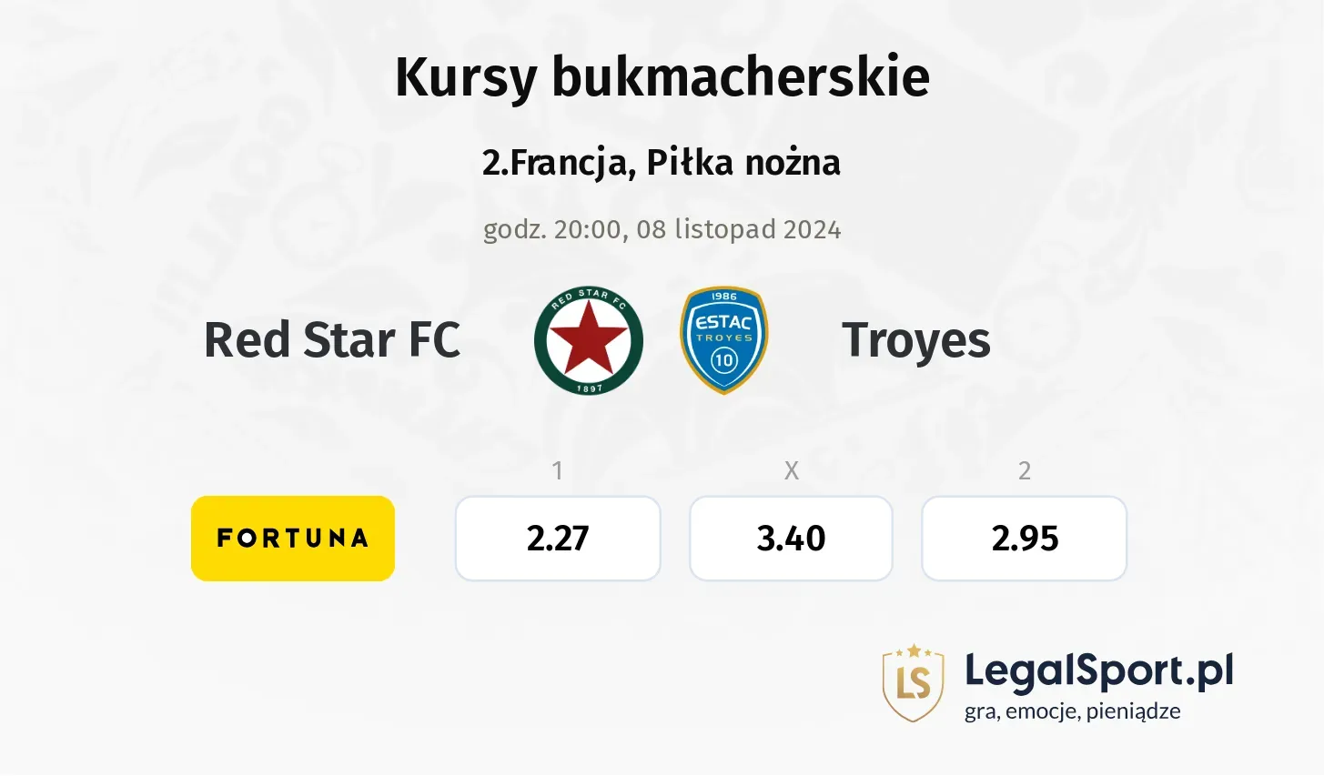 Red Star FC - Troyes typy, kursy 08.11, godz. 20:00