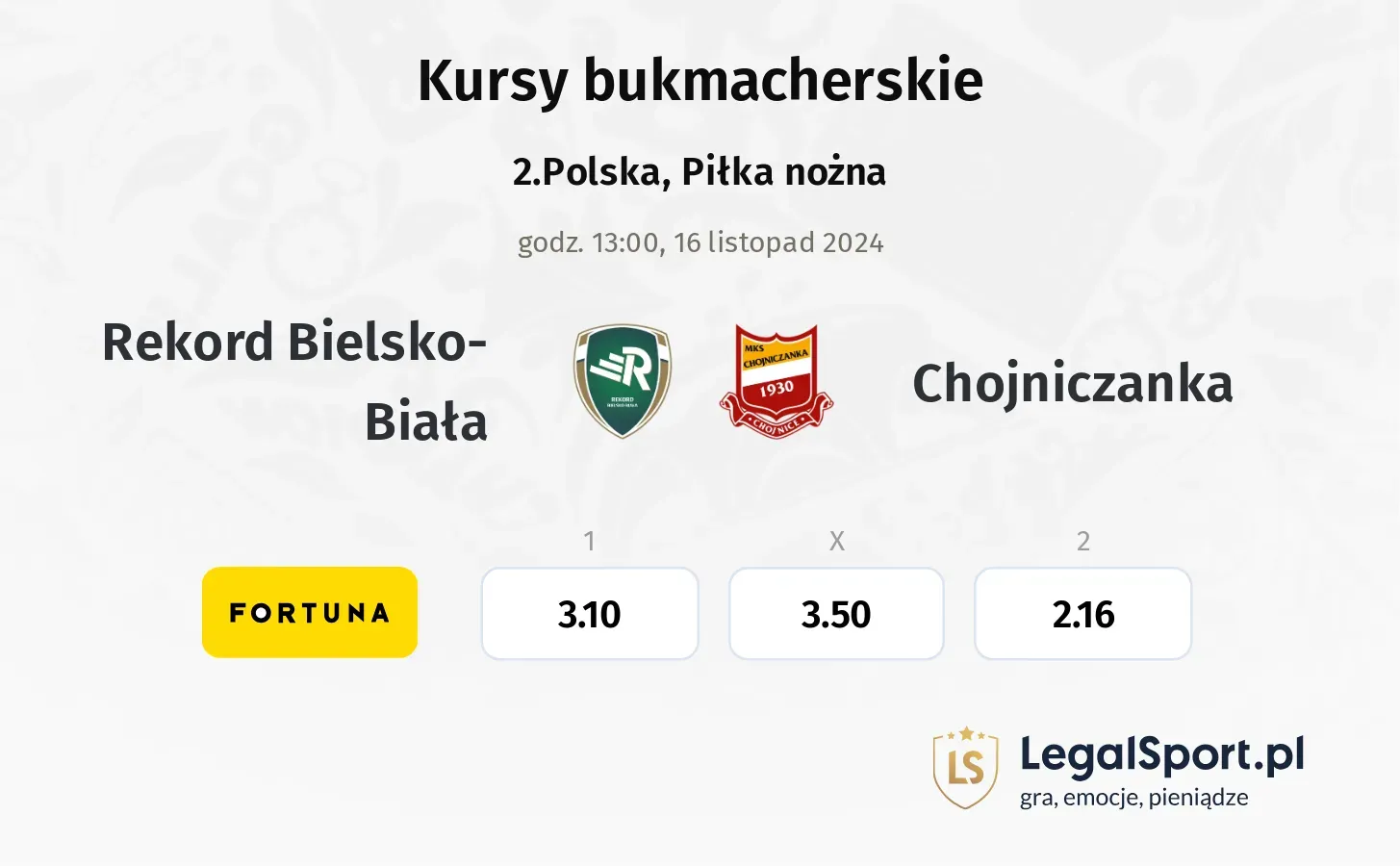 Rekord Bielsko-Biała - Chojniczanka promocje bonusy na mecz