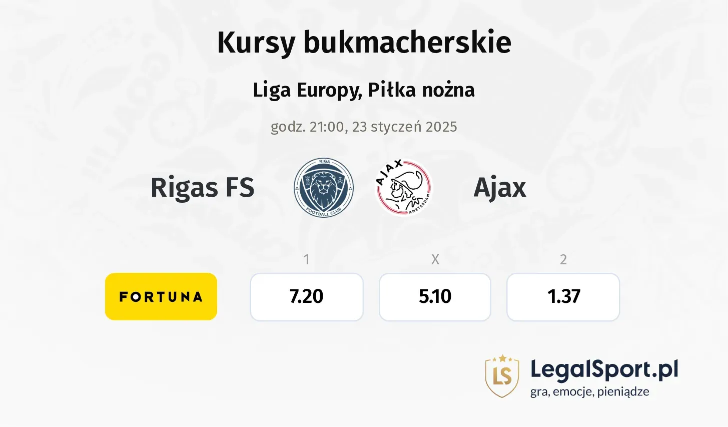 Rigas FS - Ajax promocje bonusy na mecz