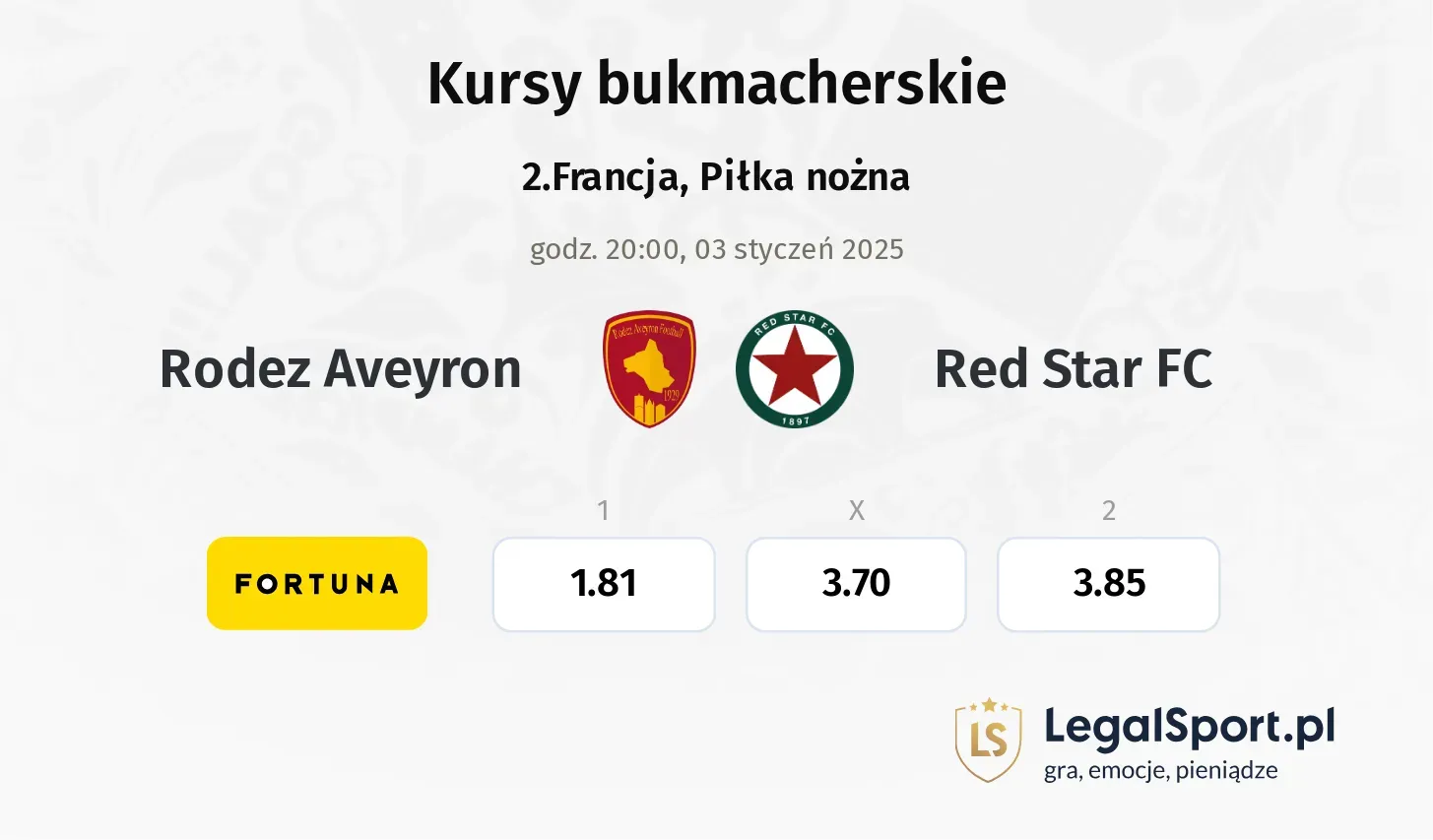 Rodez Aveyron - Red Star FC promocje bonusy na mecz