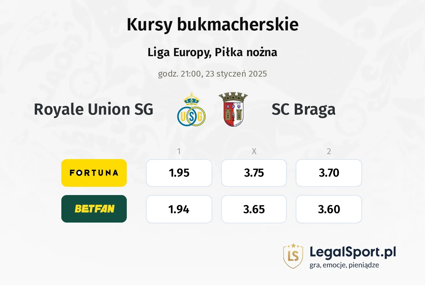 Royale Union SG - SC Braga promocje bonusy na mecz