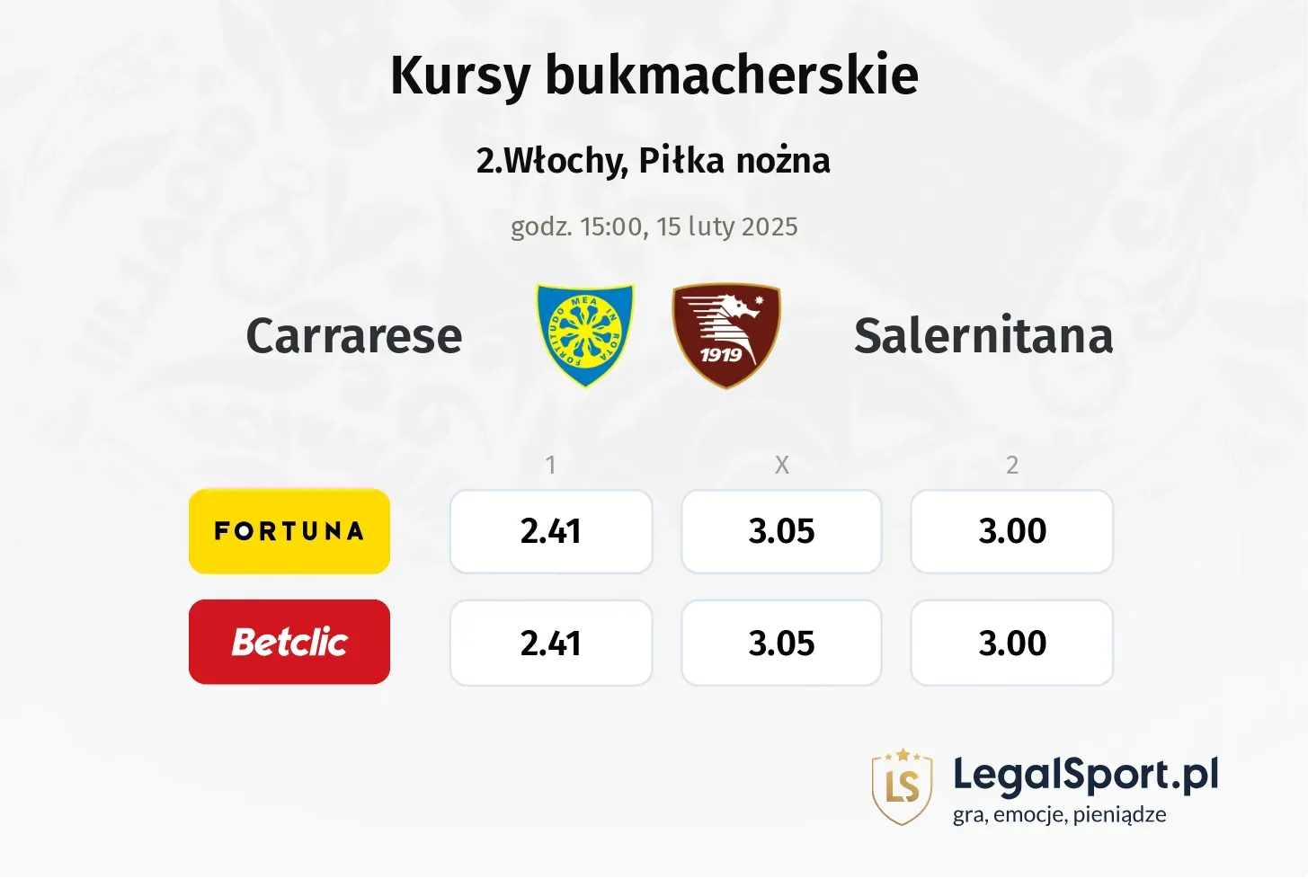 Salernitana - Carrarese promocje bonusy na mecz