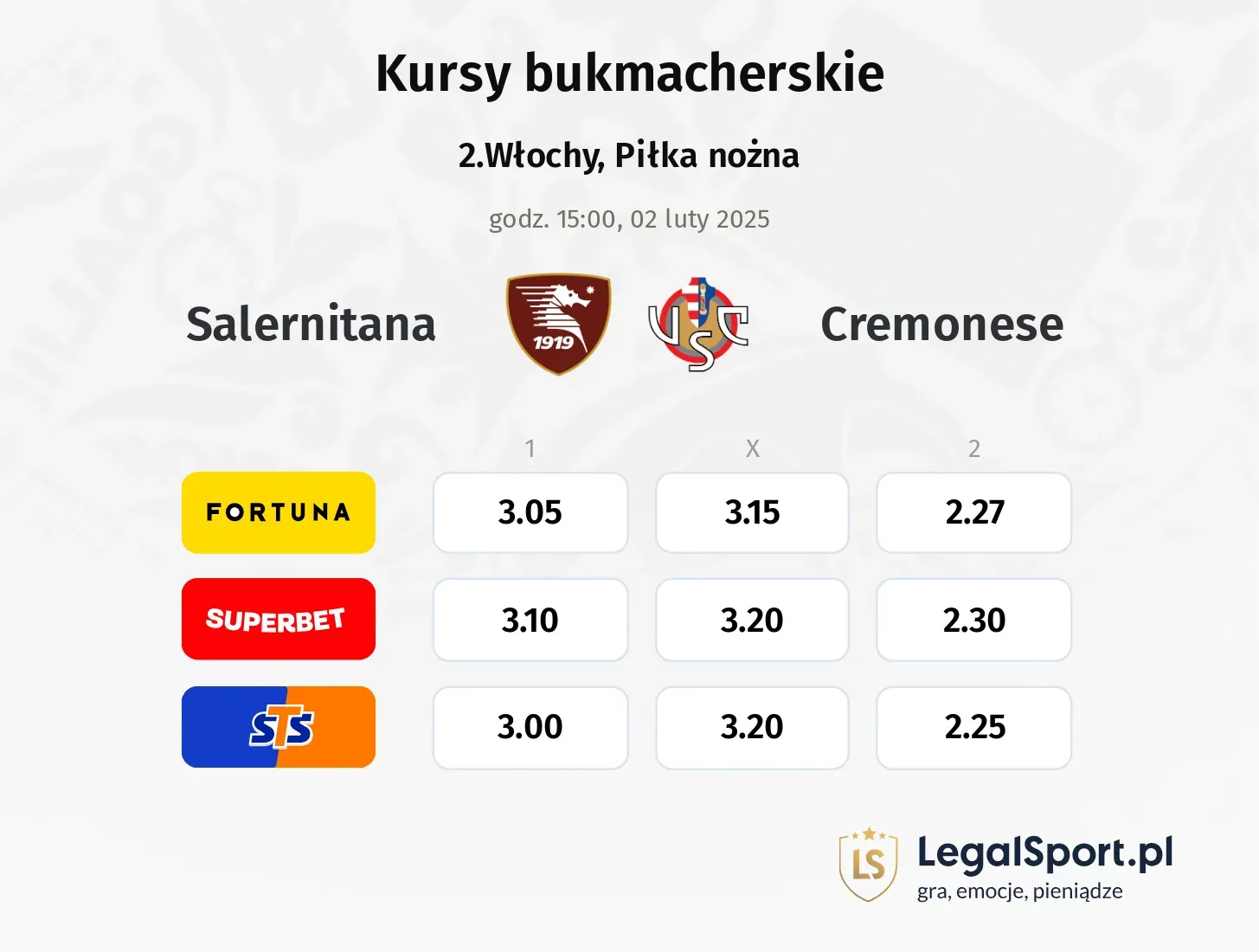 Salernitana - Cremonese promocje bonusy na mecz