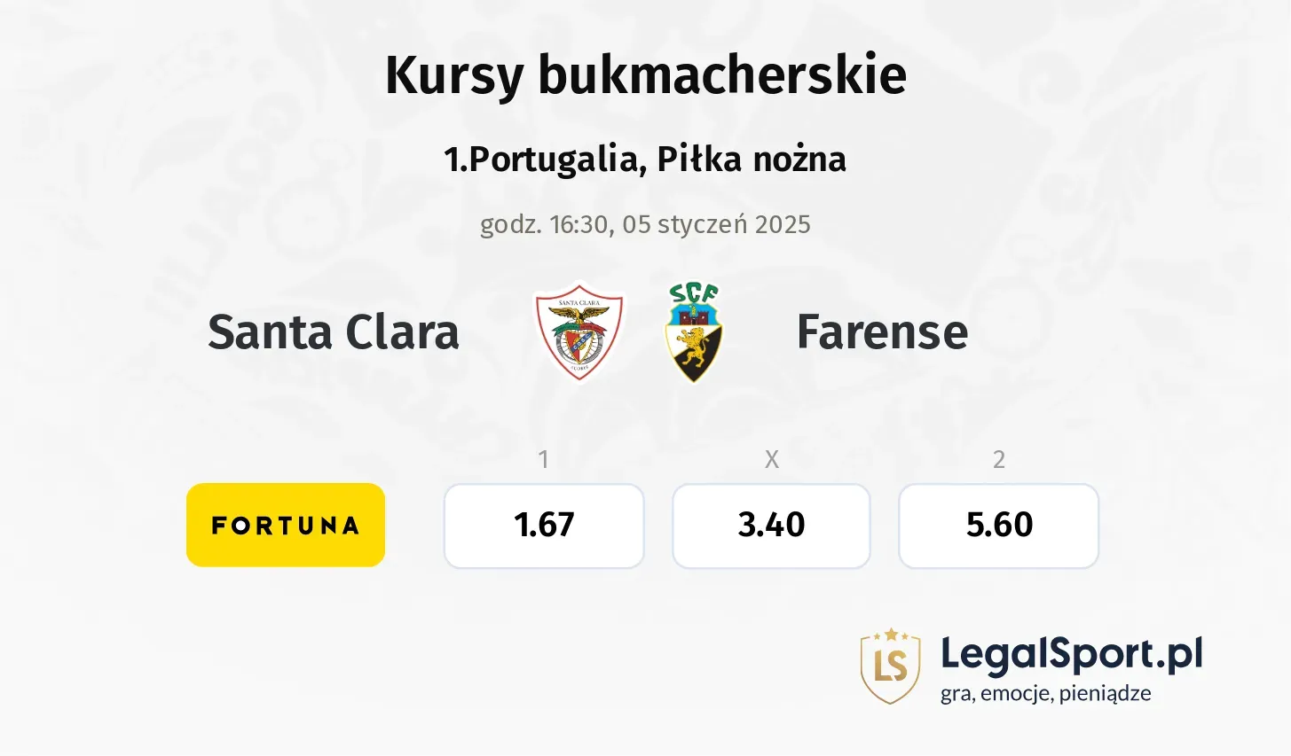 Santa Clara - Farense promocje bonusy na mecz