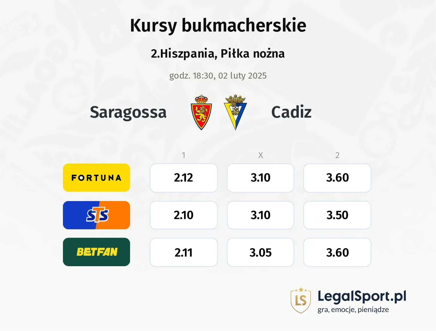 Saragossa - Cadiz promocje bonusy na mecz