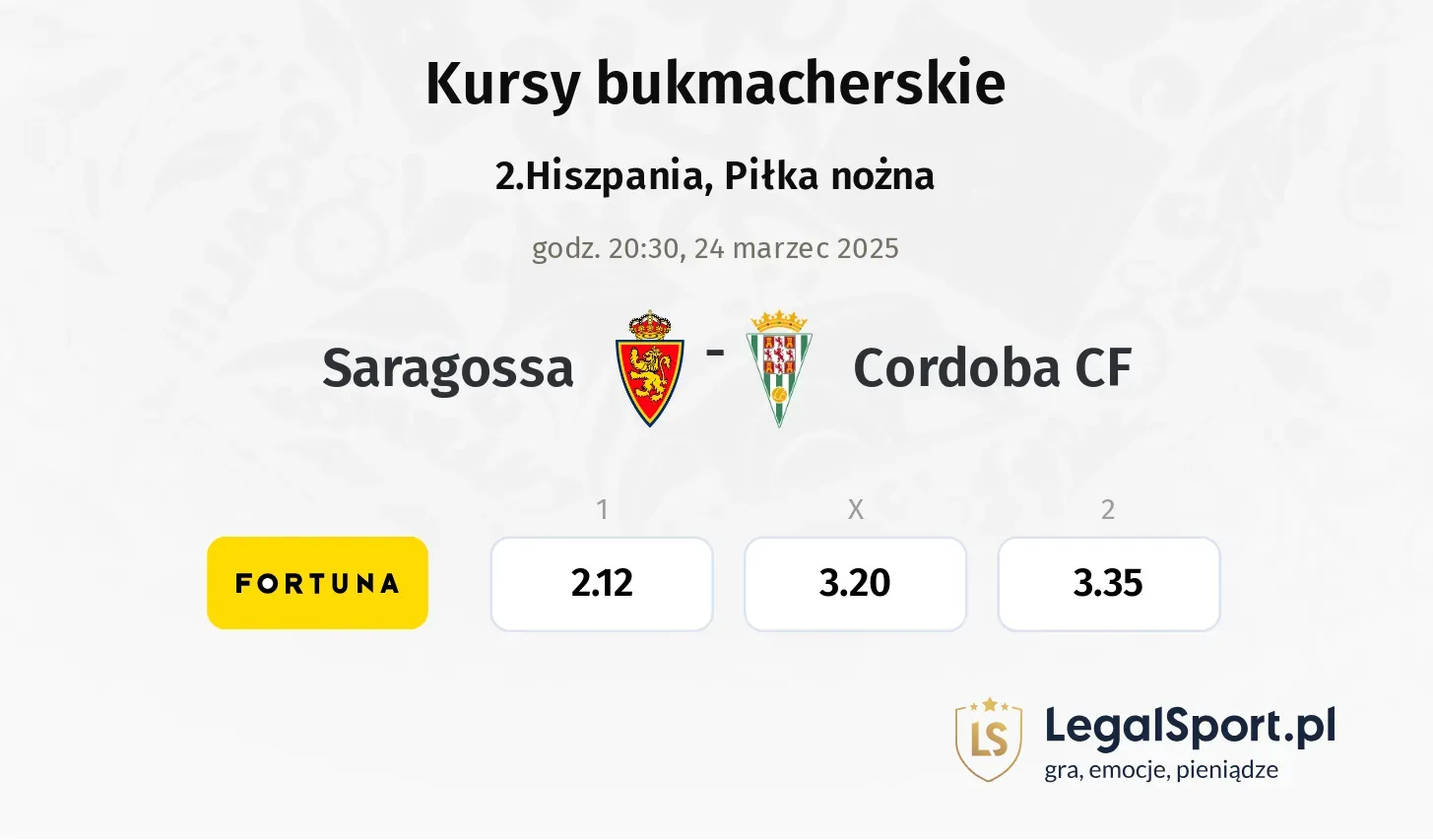 Saragossa - Cordoba CF typy, kursy