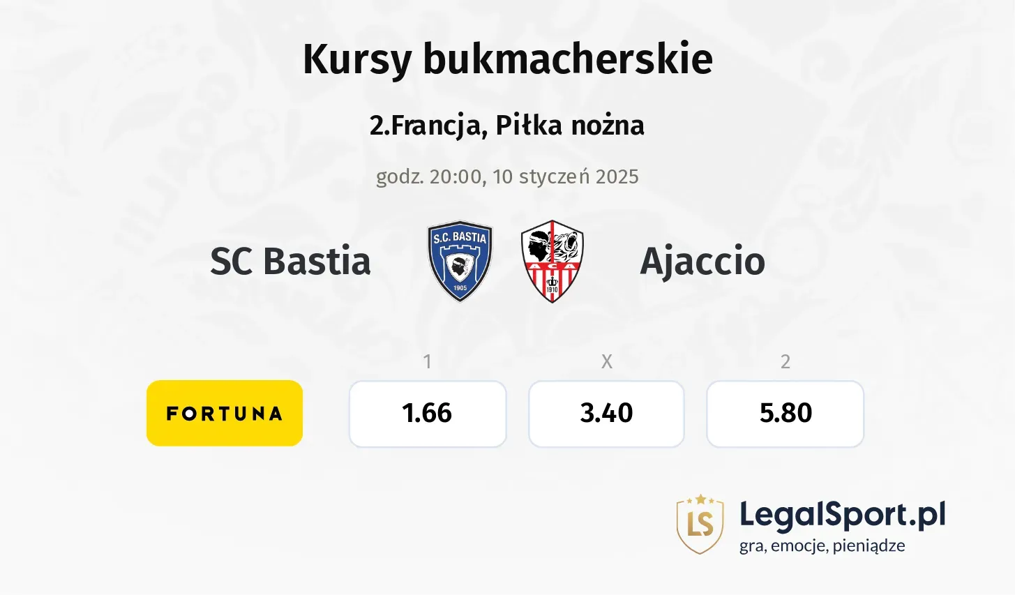 SC Bastia - Ajaccio typy, kursy