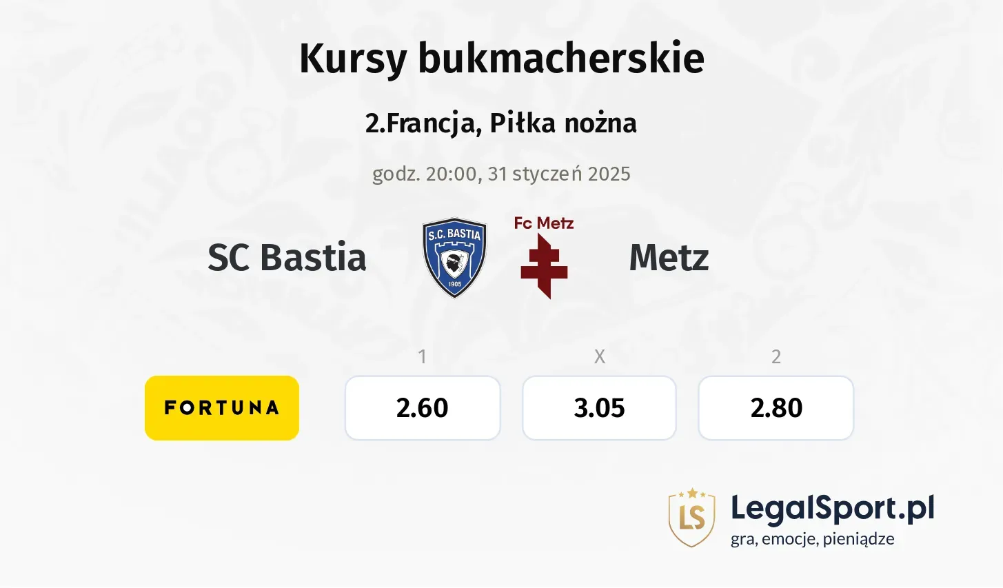 SC Bastia - Metz promocje bonusy na mecz