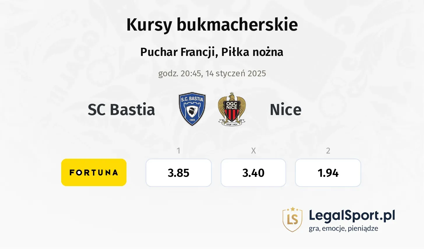 SC Bastia - Nice promocje bonusy na mecz