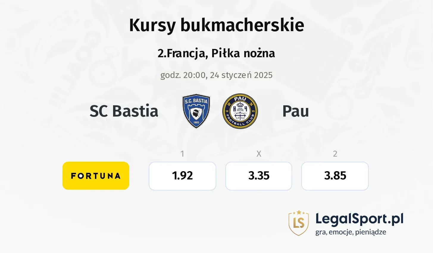 SC Bastia - Pau typy, kursy