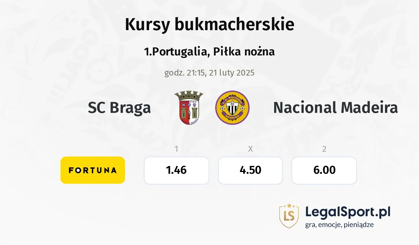 SC Braga - Nacional Madeira promocje bonusy na mecz