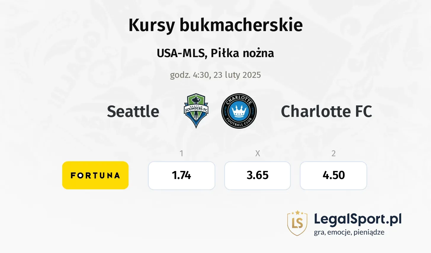 Seattle - Charlotte FC promocje bonusy na mecz