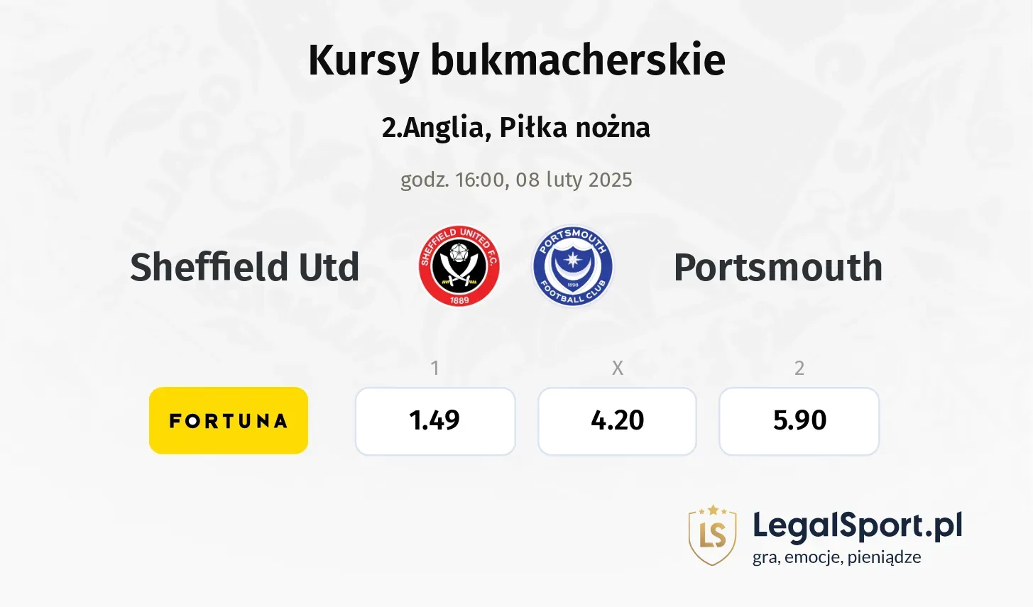 Sheffield Utd - Portsmouth promocje bonusy na mecz